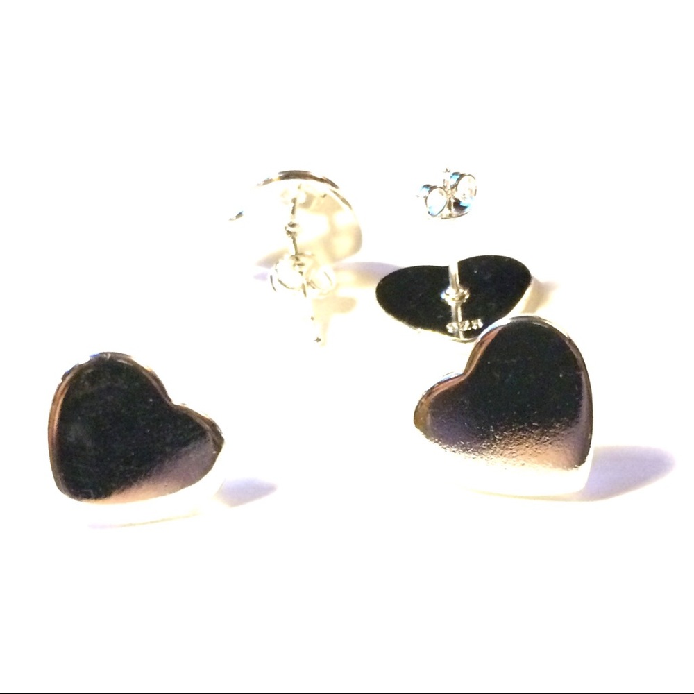 Silver Heart Stud Earrings - Picture 6 of 6